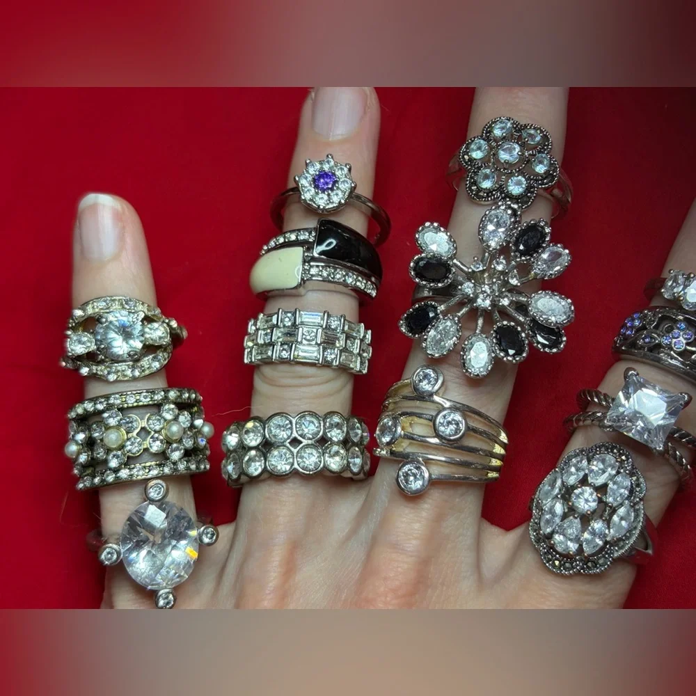 Vintage 90s Costume Jewelry Ring Lot of 14